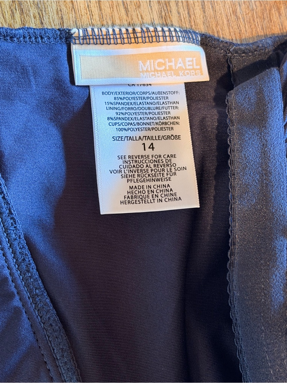 Michael Kors navy One-Shoulder Cutout Swimsuit with Gold Ring Detail - Picture 5 of 8